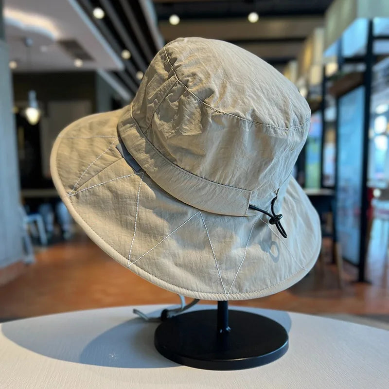 Quick Dry Fisherman Hat Unisex Summer Outdoor Cap Beach Camping Qme khaki One Size