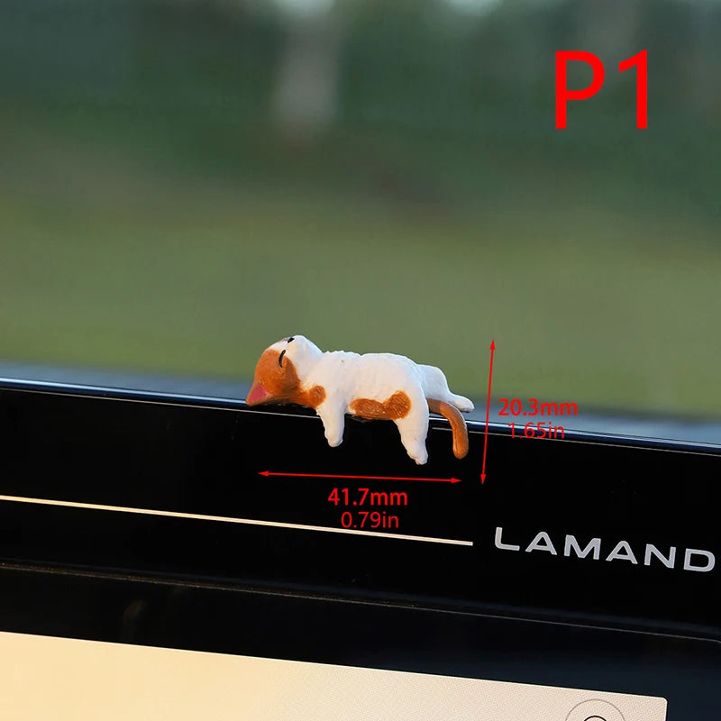 Cute Mini Cartoon Car Cat Ornaments Screen Edge Decoration Micro Qme 1