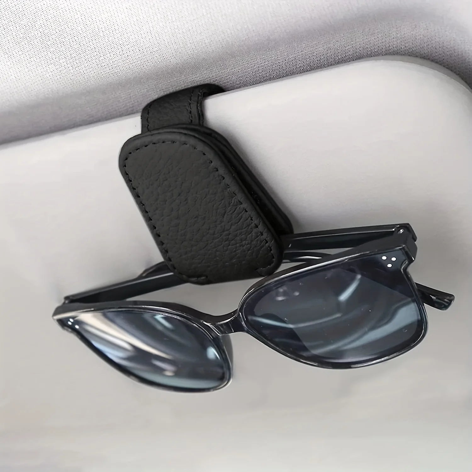 4pcs Sunglasses Holders For Car, Magnetic Genuine Leather Sunglasses Clip For Car Visor, Car Interior Visor Accessories Qme