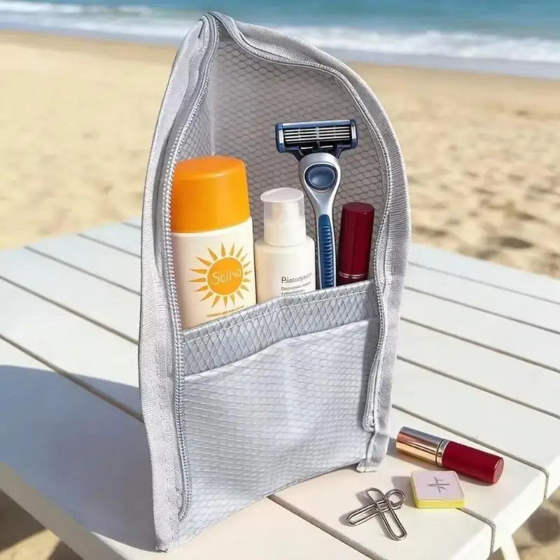 Large Capacity PVC Cosmetic Bag Waterproof Space Saving Toothbrush Qme one size Gray