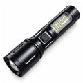 LED+COB Portable Flashlight Zoomable Small Torch With Side Lights USB Rechargeable Outdoor Camping Fishing Emergency Lantern Qme 1pcs