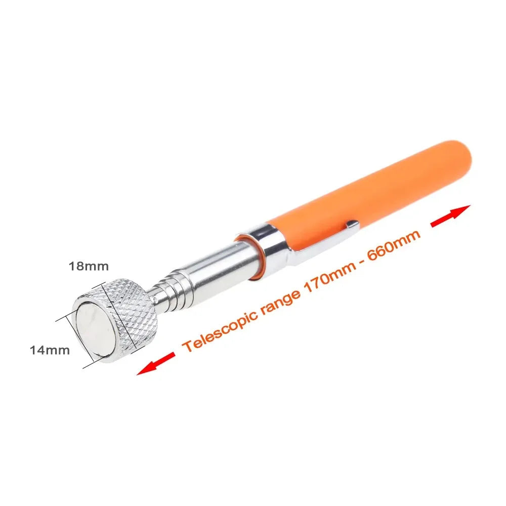 1pc Mini Portable Telescopic Magnetic Magnet Pen Handy Tool Capacity For Picking Up Nut Bolt Extendable Pickup Rod Stick Qme 10LB Orange