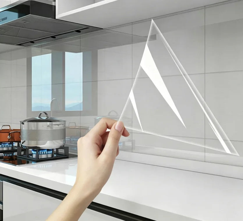 Transparent Kitchen Oil Proof Static Cling Film Decorative Peel And Stick Wall Sticker for Home Decor And Protective Wallpaper Qme