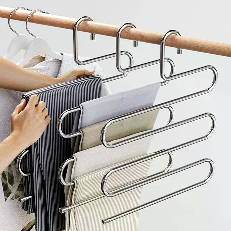 5 Layers Multi-functional Clothes Hangers Non-slip Pant Storage Rack Cloth Rack With Multiple Functions For Hanging And Storage Qme