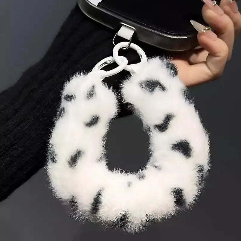Exquisite Plush Wrist Lanyard Bright Colorful Strap Phone Keychain Qme