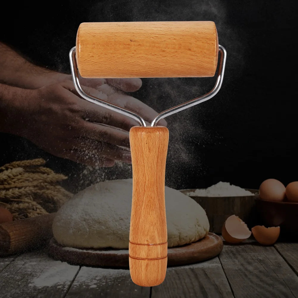 Wooden Rolling Pin Pastry and Pizza Dough Roller Manual Baker Roller Smooth Surface Baking Tool for Kitchen Cake Pizza Bread Qme
