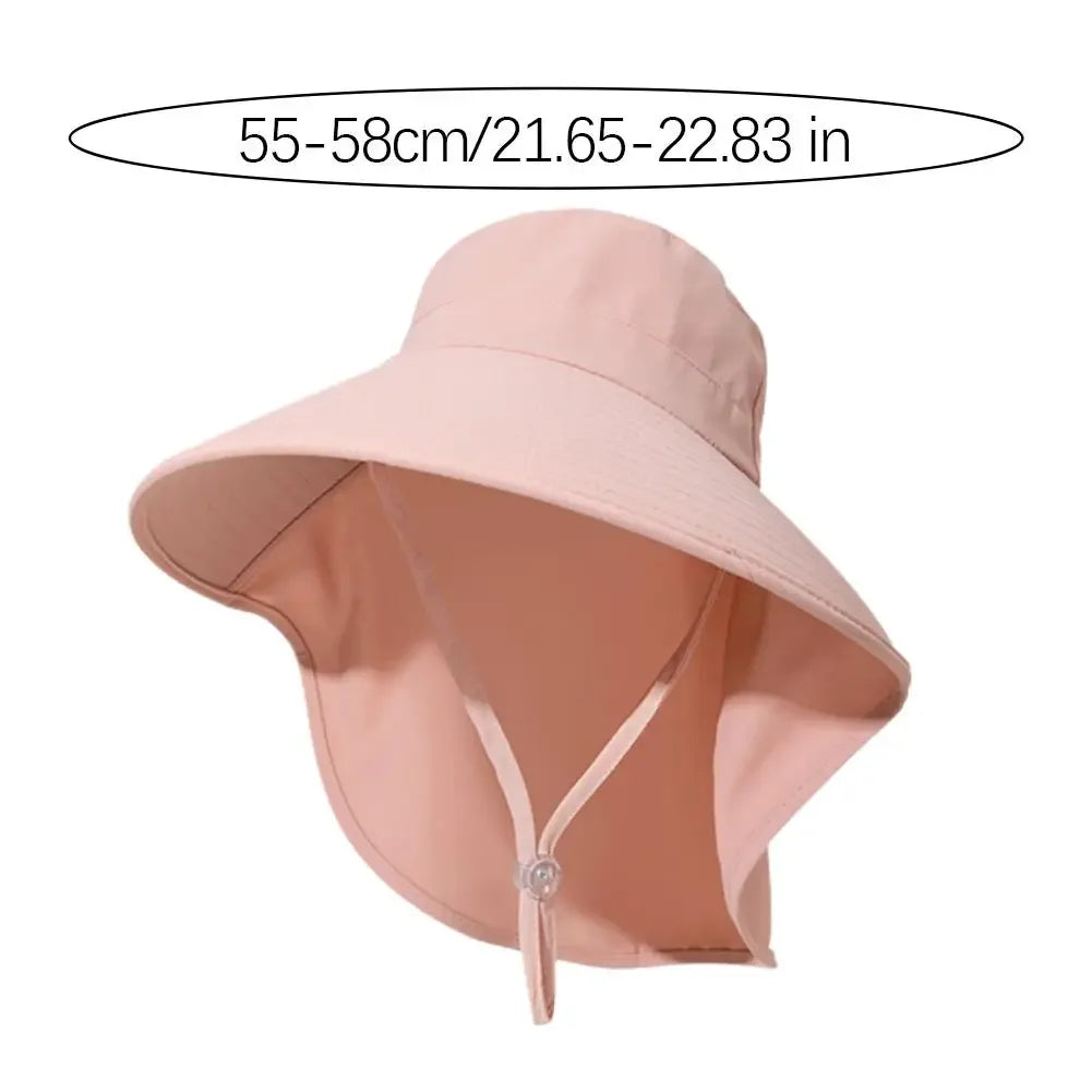 Summer Large Brim Sun Hats For Women Outdoor UV Anti Neck Protection Sun Visors Lady Fishing Hiking Shawl Sunscreen Cap Qme