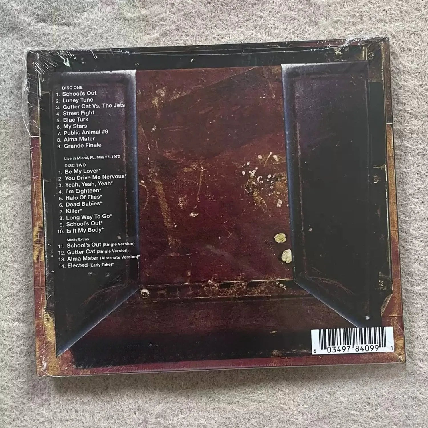 Western 1970s Retro Glam Hard Rock Music CD Vintage Desk Graffiti Texture Themed Cover, Theatrical Classic Rock Track Collection Qme