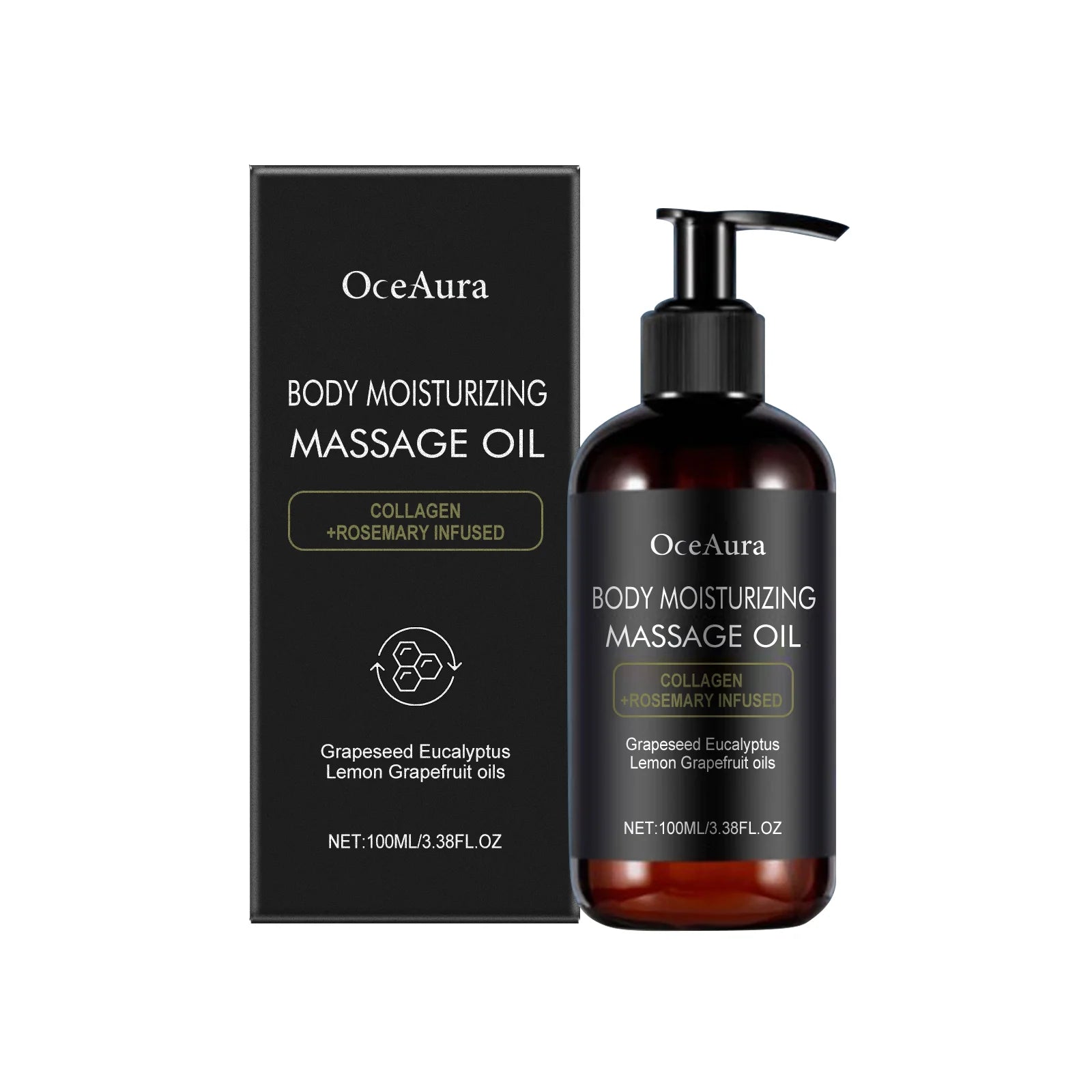 Oceaura Body Moisturizing Massage Oil Collagen Rosemary Infused Light Qme 100ml