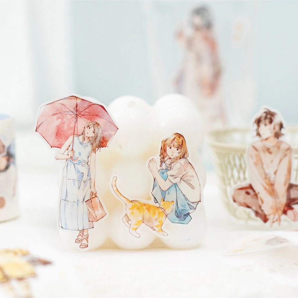 5cm*2m PET Tape Girls Scrapbooking Decoration Materials People Stickers Roll Masking Tapes Journal Planner DIY Arts supplies Qme