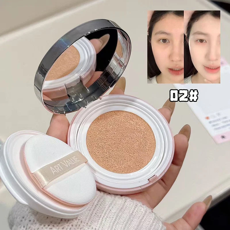 QIBEST Moisturze Air Cushion Cream Quick Foundation Cream Makeup Base Waterproof Lasting Foundation Concealer Brightening Face Qme 02