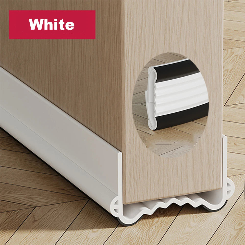 1-4pcs Cuttable Weather Stripping Snap-in Installation Door Bottom Gap Seal Strip with Acoustic Foam Brush Triple Windproof Qme White(1m) 1pc