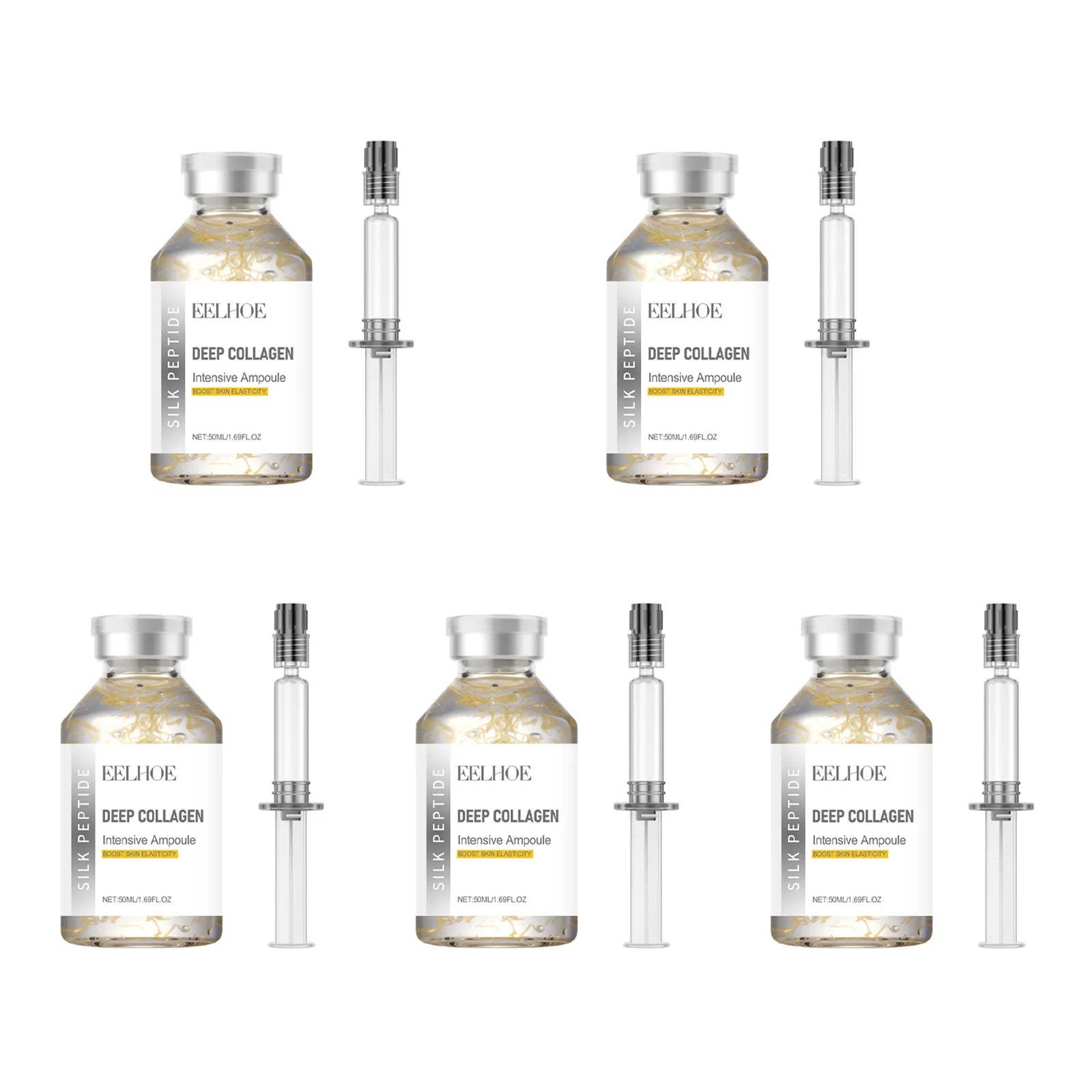 Silk Peptide Intensive Lifting Ampoule Deep Collagen Intensive Revitalizing Essence Face Tightening Smoothing Anti Aging Serum Qme 5pcs