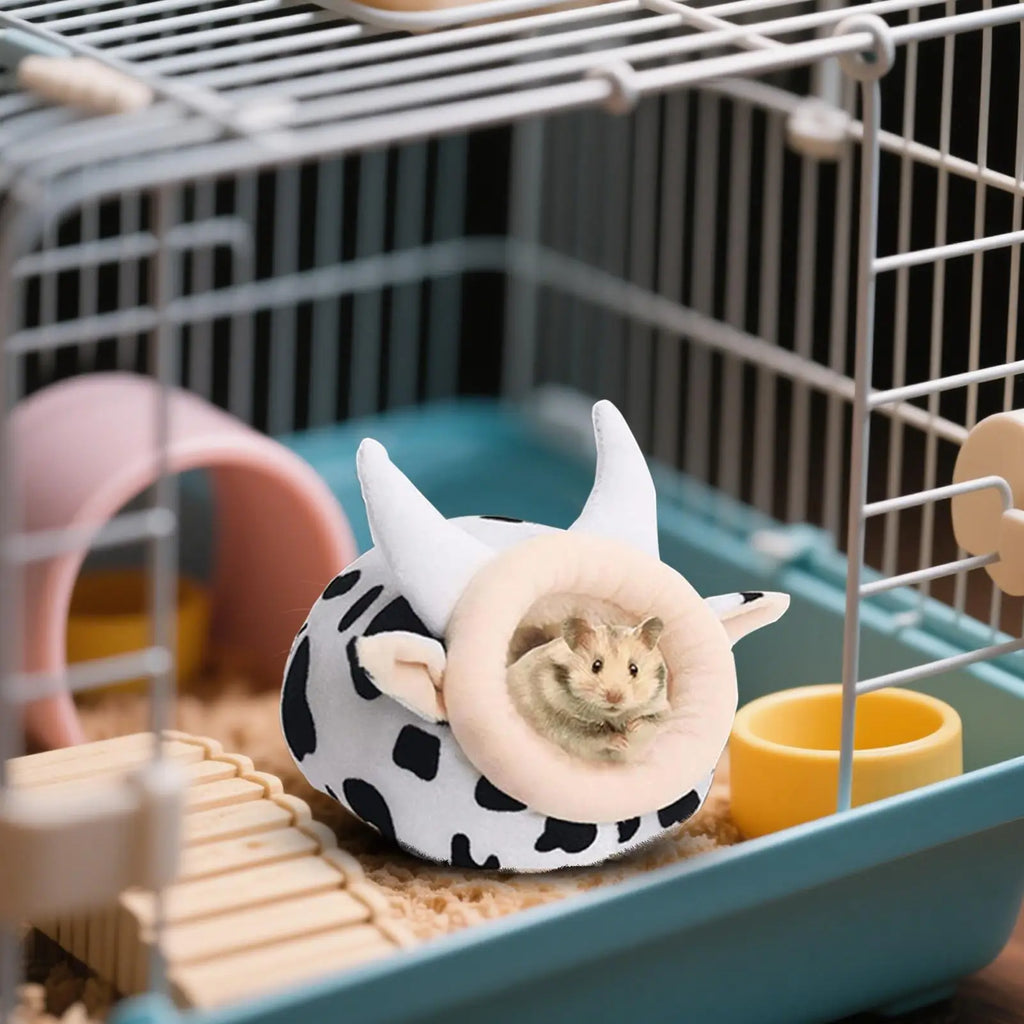 Hedgehog Bed Cow Warm House Cotton Golden Bears Sleeping Bed for Small Animal Cage Accessories Hamster Ferret Chinchilla Qme