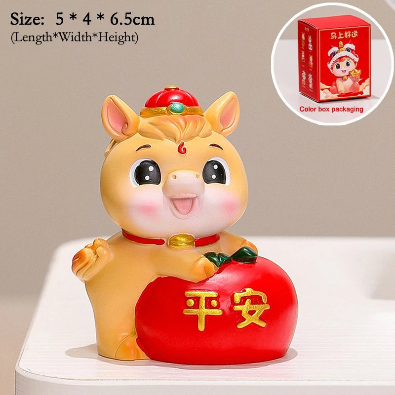 2026 Cute Year Of The Horse Ornament Lucky New Year Horse Toy DIY Desktop Decoration Car Ornament Pony Decor New Year Gift Qme A25