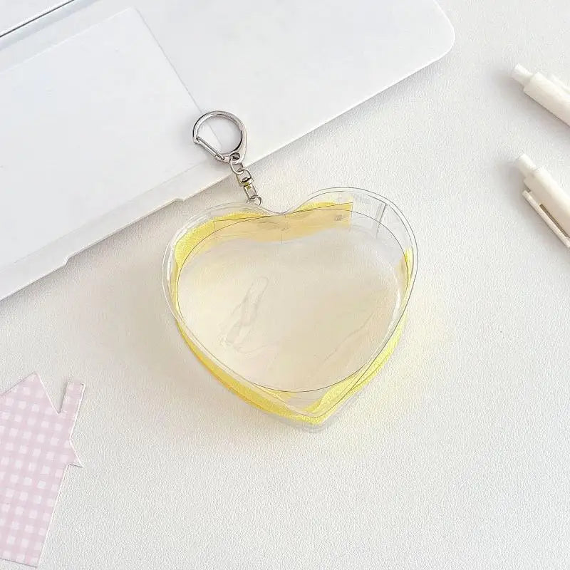 Portable Colorful Heart Transparent Zipper PVC Storage Bag Kaychain Qme A3
