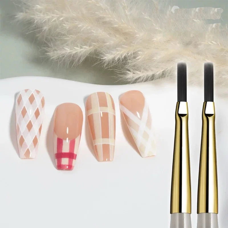 1 French Plaid Nail Art Brushes Line Grid Pattern Drawing Pen DIY UV Qme
