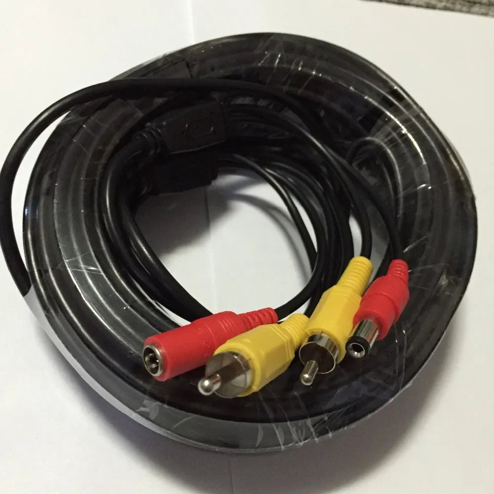 10m 15m 20m Video Power 5m RCA Cable For AHD 1080P CCTV Security Cameras 16ft DC 2.1 Cable Single RCA AHD DVR Systems Qme