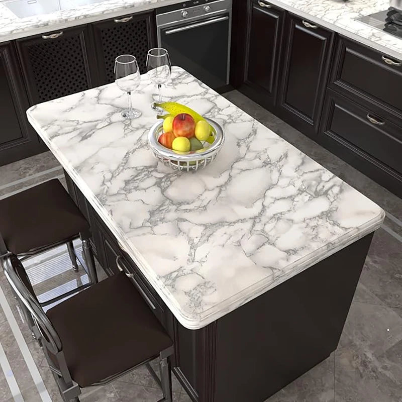 55CM Waterproof Oil proof Moisture proof Wallpaper PVC Self adhesive Marble Pattern Stickers for Cabinet Countertop Renovation Qme