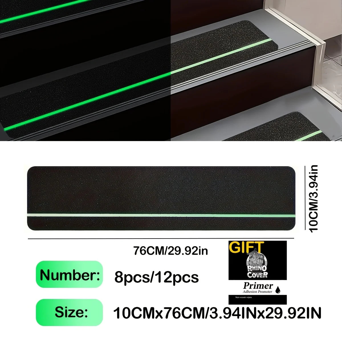 Luminous Anti-Slip Traction Tape Outdoor/Indoor Stair Step Anti-Slip Tape Stair Tread Waterproof Anti-Slip Tape Qme