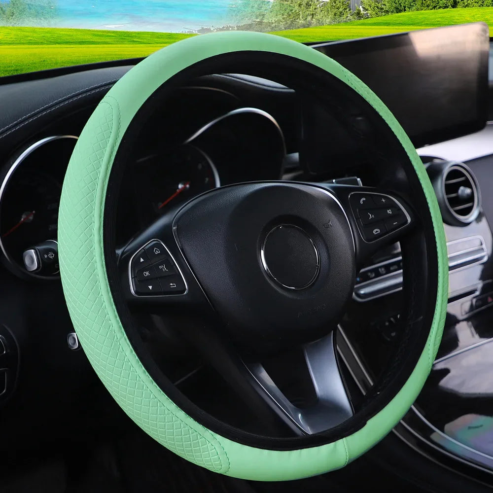 Steering Wheel Cover Braid On The Steering Wheel Cover Cubre Volante Auto Car Wheel Cover Car Accessories Qme