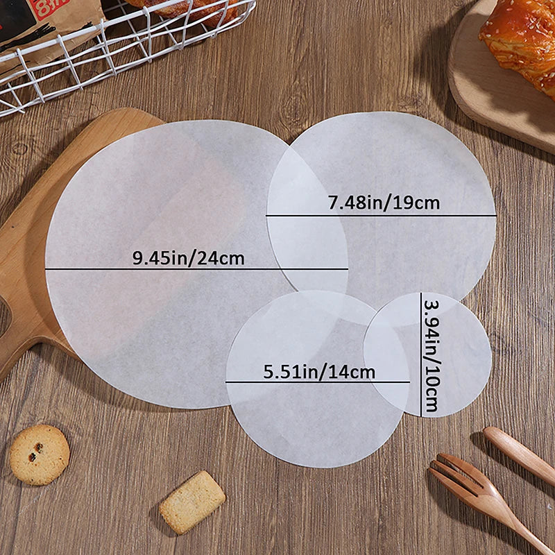 50Pcs Baking Oiled Paper Circle Parchment Paper Multifunction Liner BBQ Oven Patty Hamburger Paper Steamer Liners Baking Tool Qme