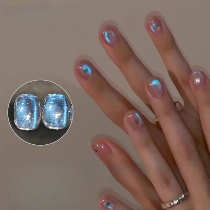 Blue Tears Cat Eye Nail Art, 3 Colors 1pc/3g Unique Blue Color And Magnetic Powder, Gives A Dreamy, Romantic Feeling Qme