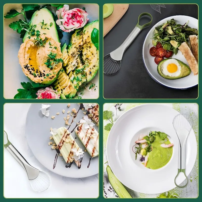 Stainless Steel Avocado Cutting Machine 2 in 1 Paring Knife Kiwi Slicer Peeling Knife Kitchen Gadgets Fruit and Vegetable Tools Qme