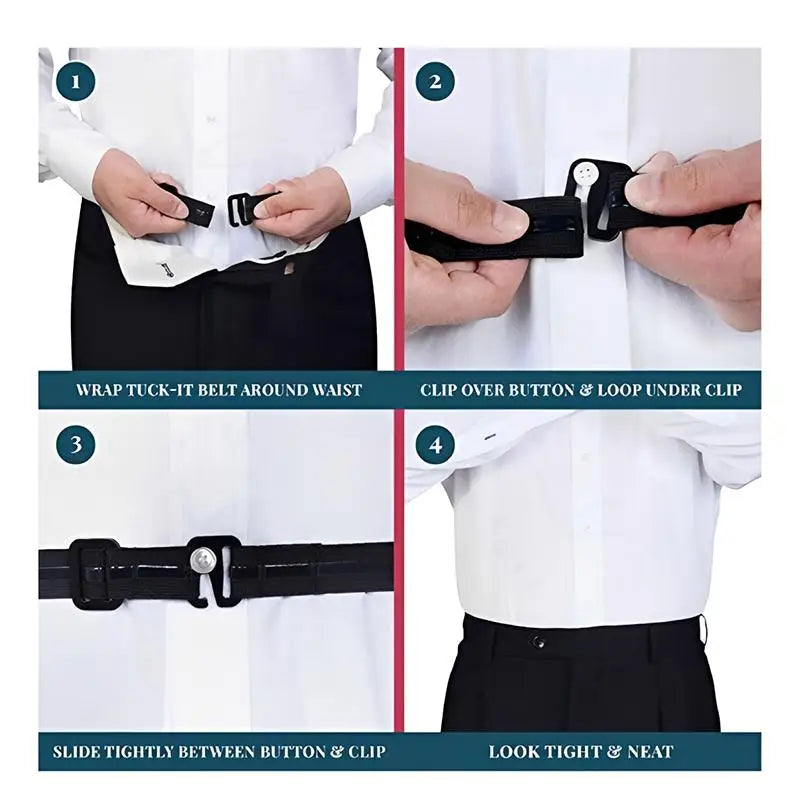 Adjustable Anti-slip Belt Shirts Wrinkle-resistant Invisible Strap Qme one size Black