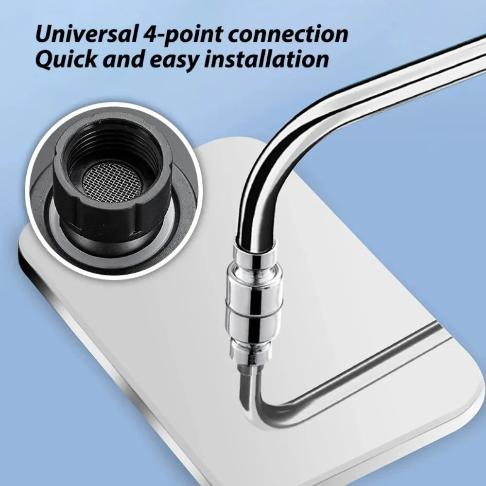 New 12 Inch High Pressure Top Spray Rain Shower Head Larger Flow Supercharge Rainfall Showerhead 360° Swivel Water Saving Qme