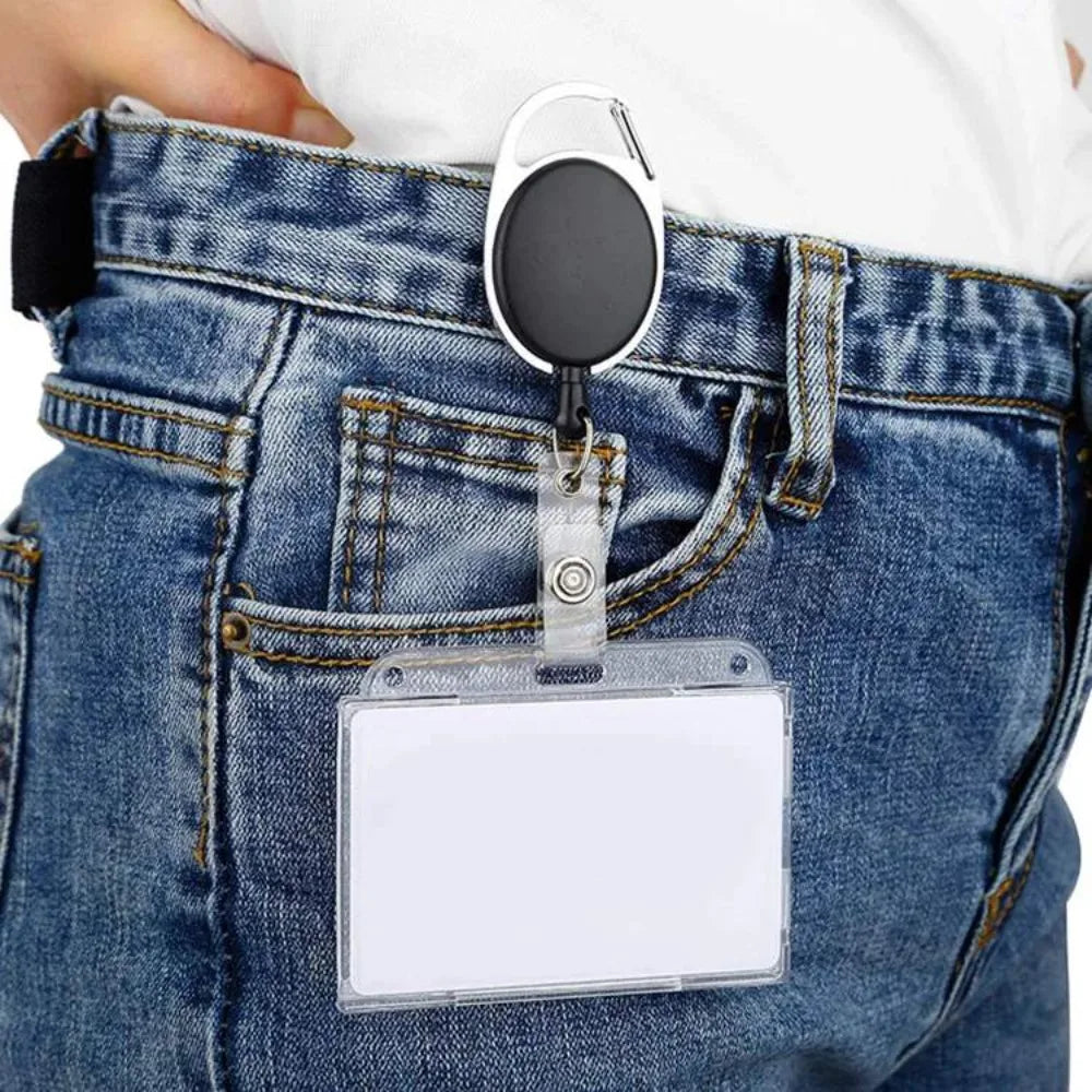 Transparent Cards Slots ID Tag Heavy-Duty Badge Holders Hard Transparent Scratch-Proof Case Protector Retractable Badge Clips Qme