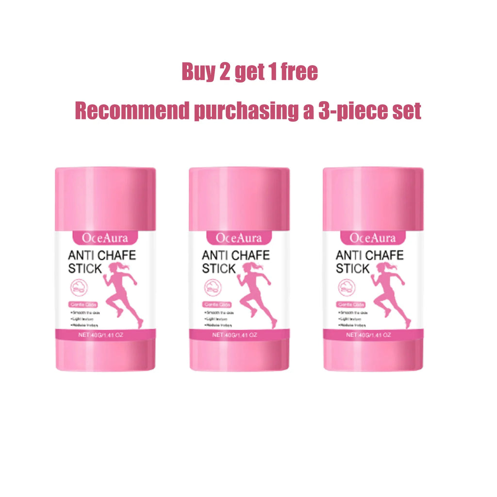 OceAura Anti Chafe Stick for Sports & Daily Use Sweat Resistant Anti Chafing Moisturizing Thigh Underarm Chafing Relief Stick Qme 40gx3