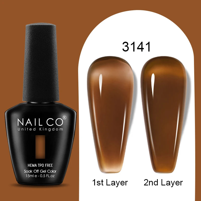 Nailco Jelly Gel Nail Polish Transparent Varnishes 44 Colors Red Pink