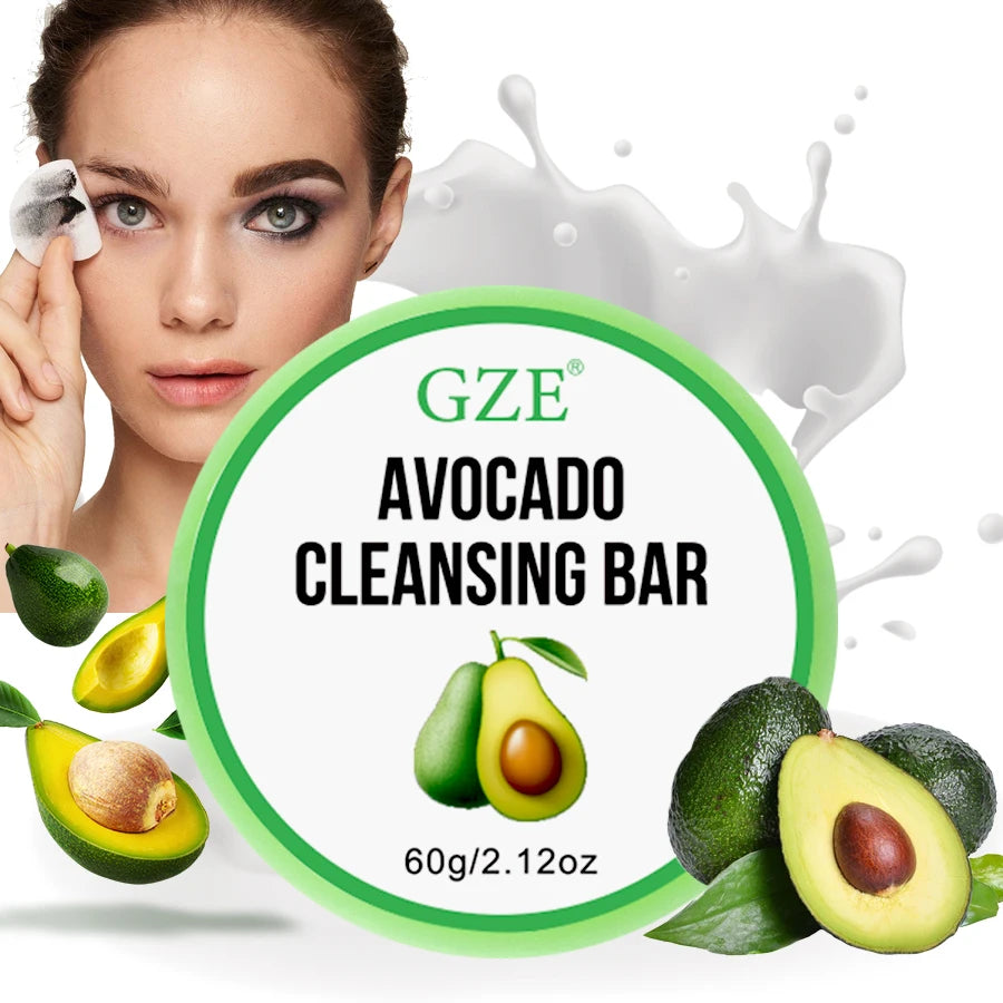 GZE Soft And Gentle Avocado Cleansing Balm Soap With Refreshing Scent - Moisturizing Makeup Remover And Cleansing Bar PH Balance Qme