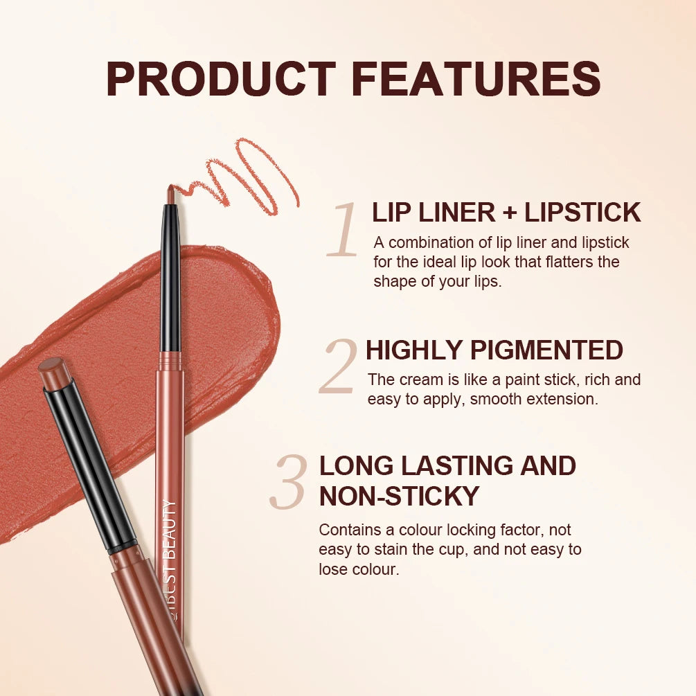QIBEST 12 Colors Lip Makeup Nude Lipstick Pencil Waterproof Long Lasting Sexy Red Lip Stick Matte Lip Liner Pen Lipstick Qme