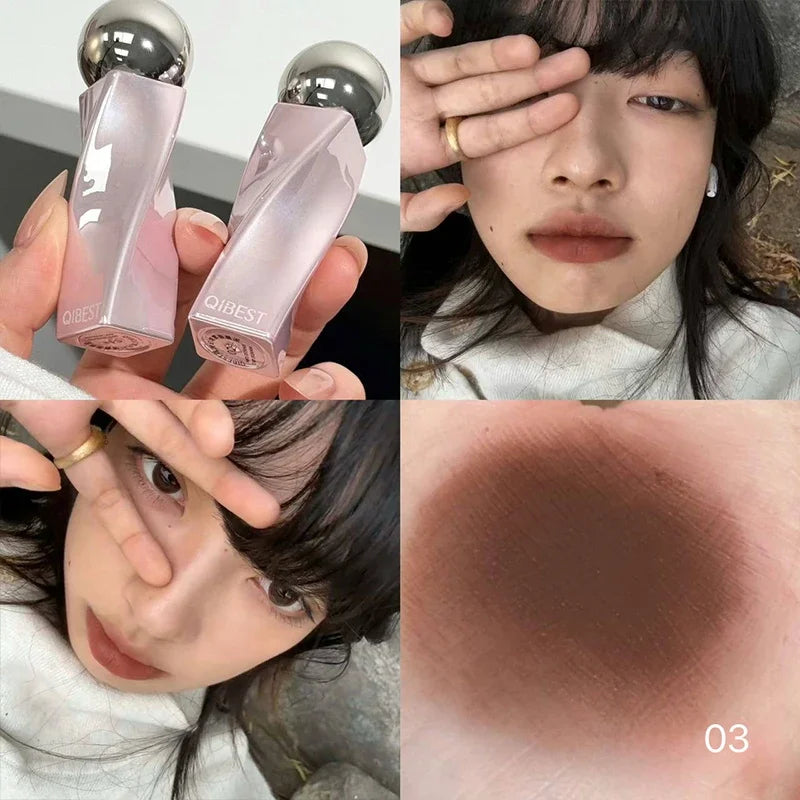 QIBEST Matte Liquid Lipstick Waterproof and Sweatproof,Does Not Fade Or Remove Makeup,Velvet Lip Mud Lasting Lipgloss Blusher Qme 03