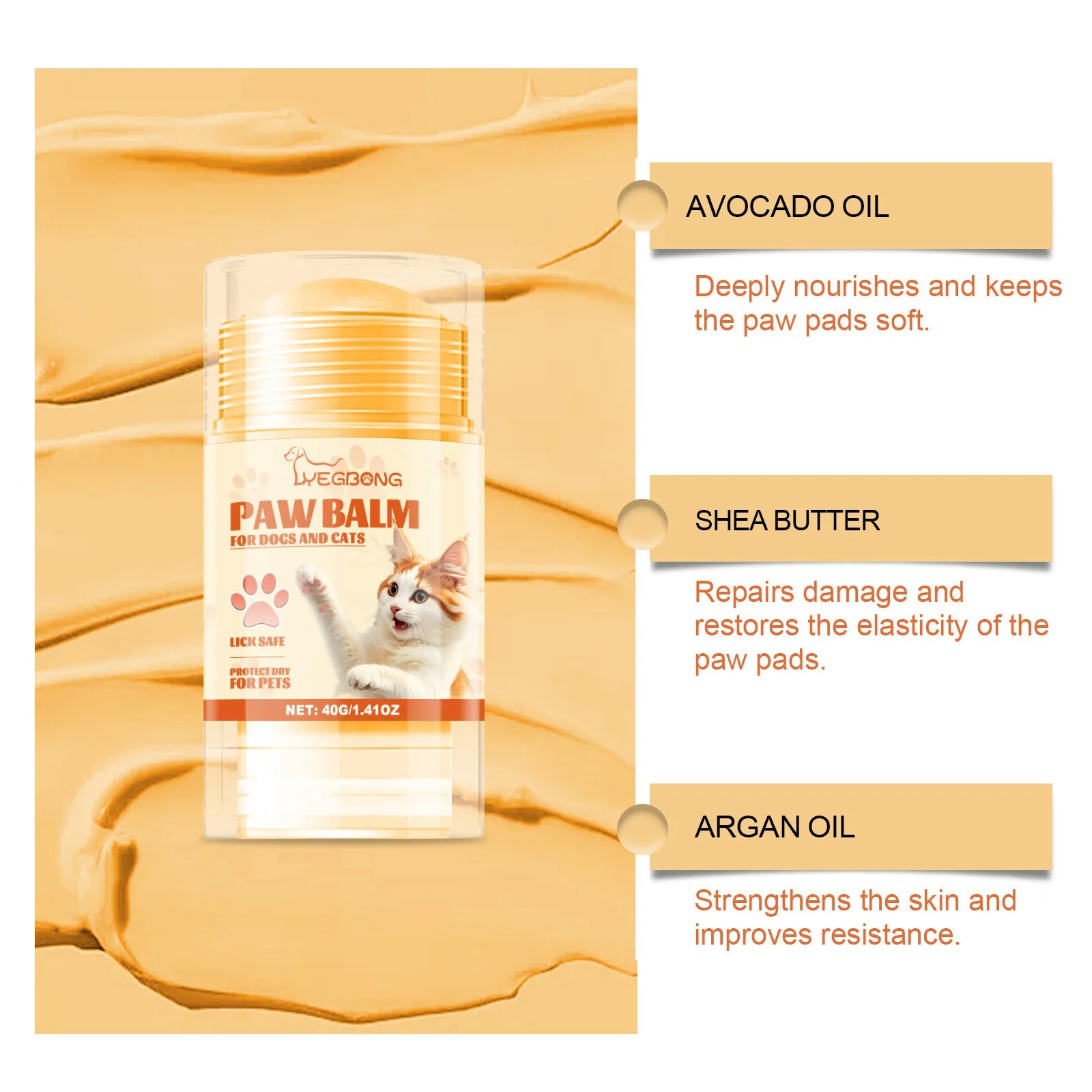 Pet Paw Balm Noses Paws Moisturizer Repair Dry Cracked Cat Foot Care Protector Lick Safe Repair Dry Cracked Dog Care Supplies Qme