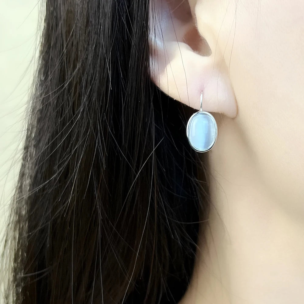 Oval Drop Earrings 925 Sterling Silver,Europe Style Gram Fine Jewerly For Women Gift Qme