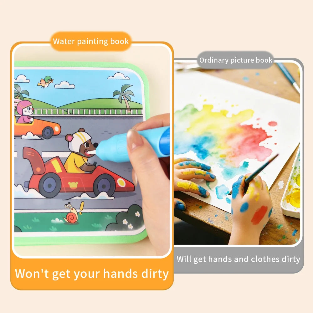 Reusable Water Drawing Doodle Book with Magic Pen, Kids Coloring Drawing Board, Early Educational Toy, Birthday Gift for Kids Qme