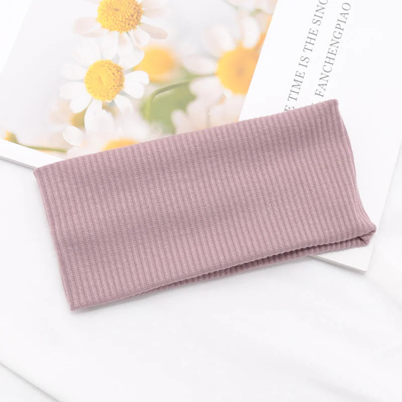 Women Solid Hairband Wide Hair Bands Elastic Headband Makeup Hoop Qme Light purple One Size