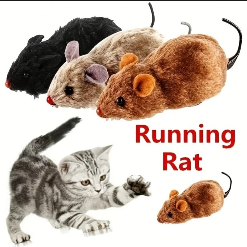 1Pc Funny Lifelike Plush Mouse Running Rat Toy for Cats Dogs Tail Mouse Pets Kids Random Color Qme Default Title