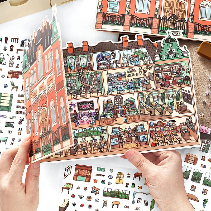European Style Miniature Room Building Stickers, Versatile for Collage & Decoration, Exquisite Details, Art Collection Qme