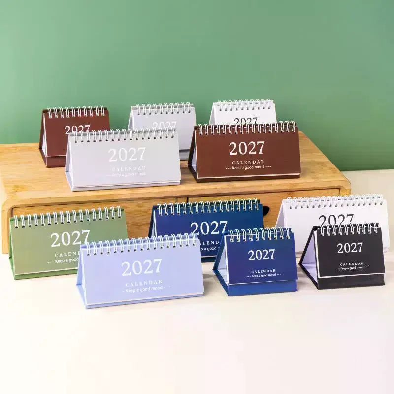 2027 Mini Standing Desk Calendar Coil Flip Monthly Planner Compact Qme