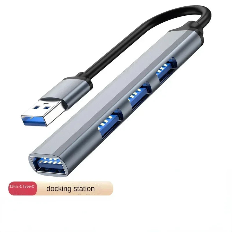 4 Ports USB 3.0 Hub Mini Aluminum Alloy Quick Charger Adapter Splitter Portable 5Gbps Power Supply HUB for Laptop Mouse USB Hub Qme