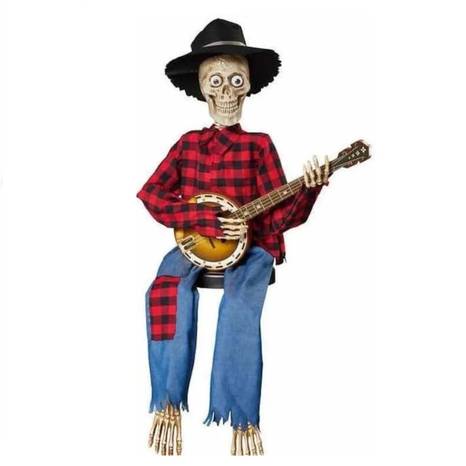Animated Motion Sound Activated Musical Multi Lingual Banjo Skeletons Duo Halloween Fall Indoor Glowing Skeleton Skeleton Decor Qme Style1 luminescence