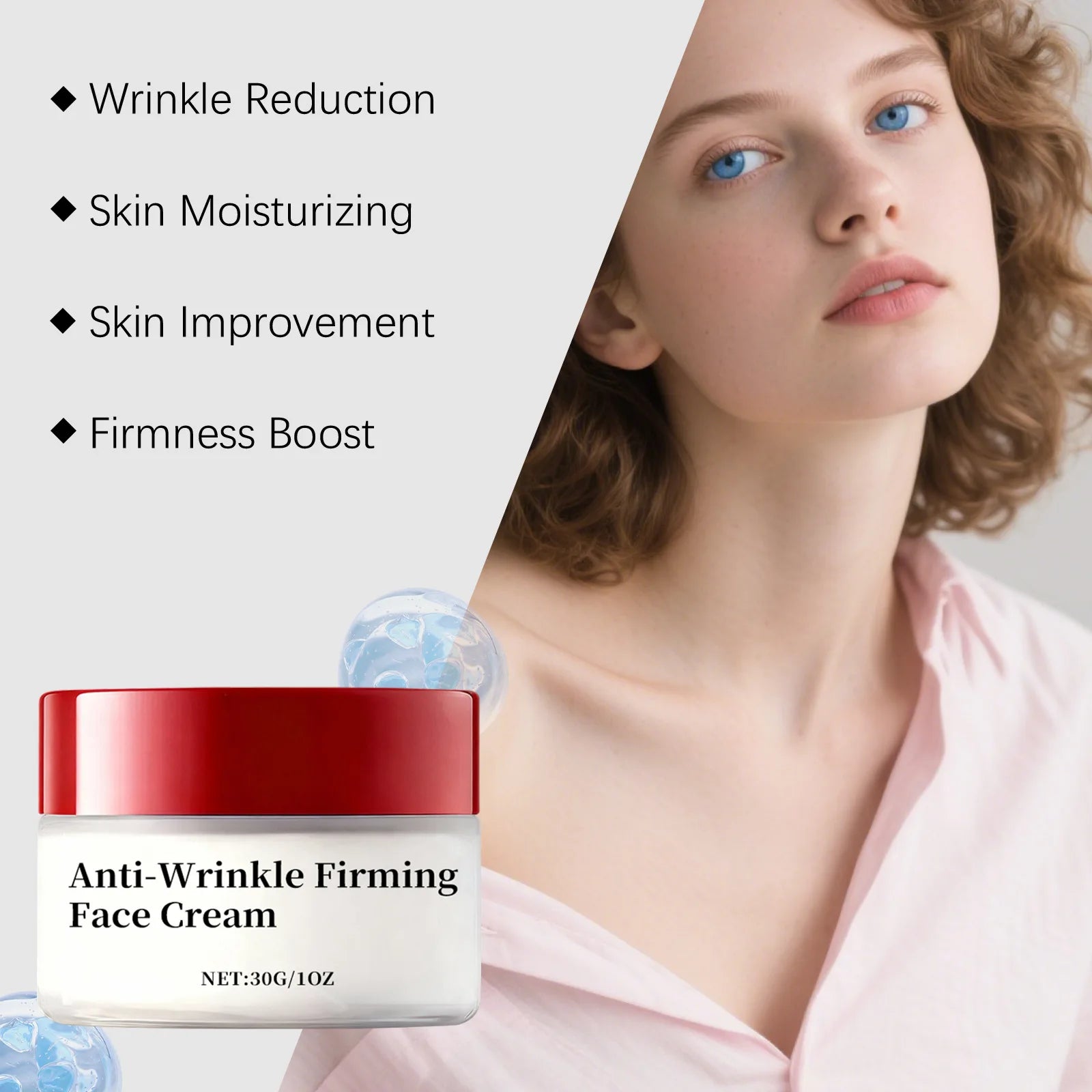 Collagen Faded Wrinkle Firming Face Cream Shine Skin Hyaluronic Acid Shrink Pore Smooth Tightening Fine Lines Moisturizing Cream Qme