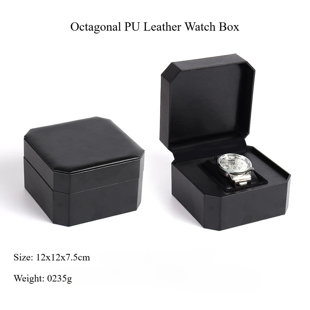 2-Piece Octagonal Green PU Leather Watch Box,Watch Case Portable Premium Gift Case for Wristwatch & Bracelet Storage,Display Box Qme