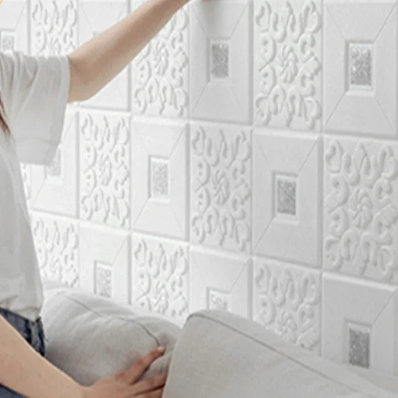 Waterproof Self Adhesive Foam 3D Tile Brick Wallpaper 1-10Pcs 70cmx70cm Wall Sticker Bedroom Apartment Indoor Wall Art Decor Qme