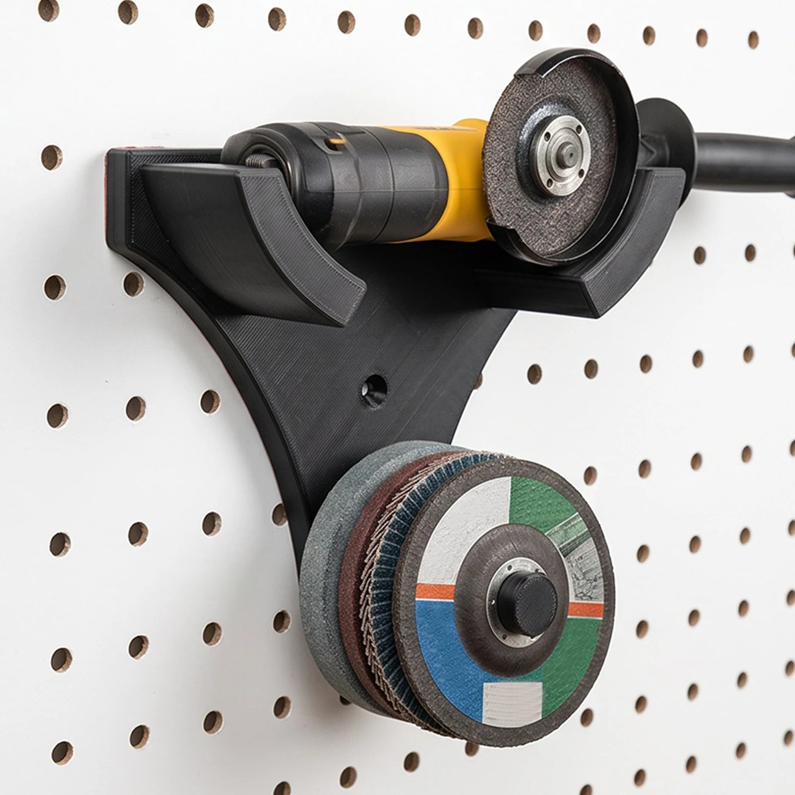 Wall Mount Angle Grinder Holder with Disc Storage Wall Mount Tool Rack Grinder Organizer Stand for Workshop Garage Garden Use Qme