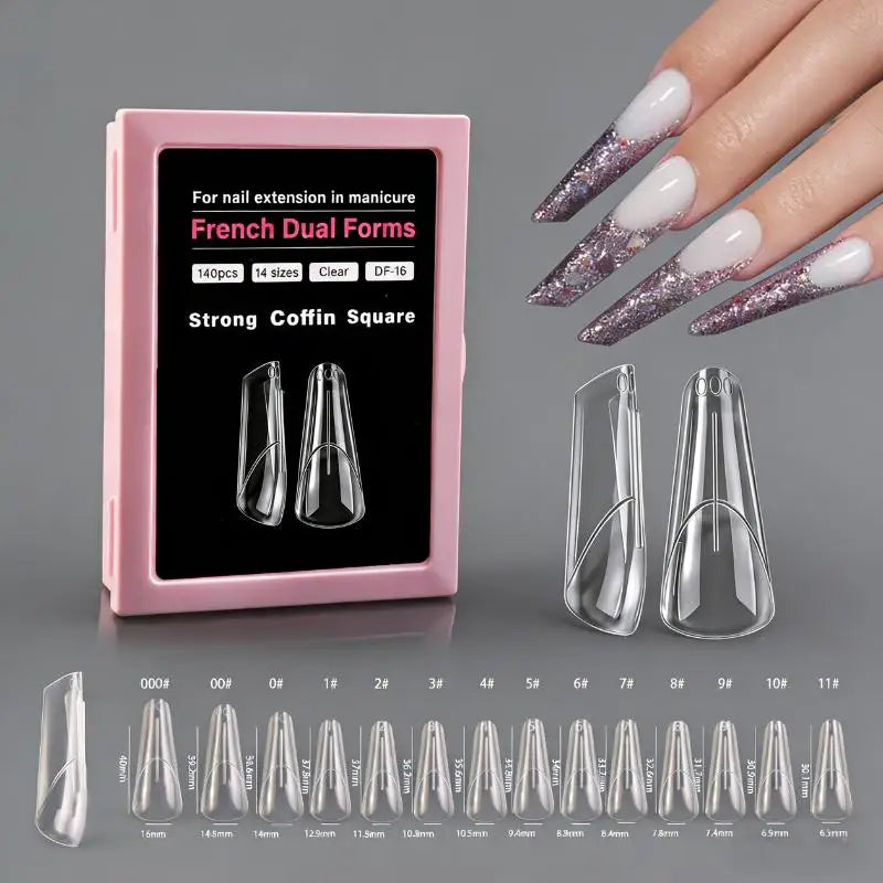 Square Almond Dual Nail Forms French Extension Mold Fast Reusable Qme A2